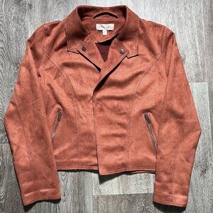 Philosophy Soft Suede Faux Leather Open Rust Jacket - Women Size Medium